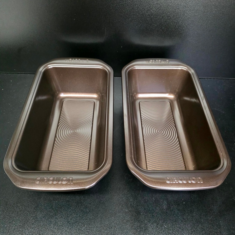 Circulon Loaf Pan Set 2 9x5 Chocolate Brown Nonstick Bread Meatloaf Baking Pans